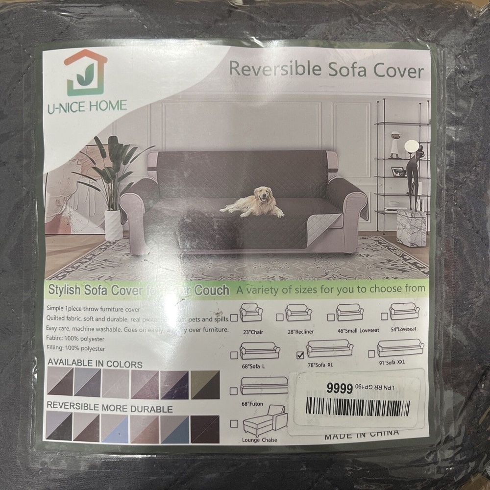 U-NICE HOME Sofa Cover Reversible Couch Cover for Dogs with Elastic Straps Water